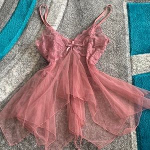 Lace mesh chemise slip top